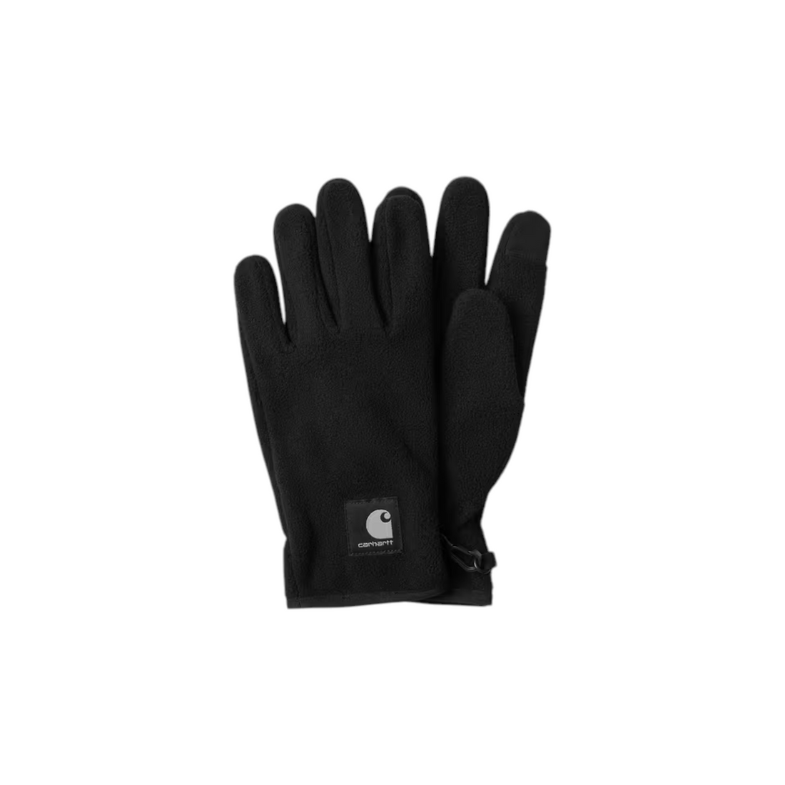 Gants en polaire noire Carhartt WIP Blevin avec étiquette logo et doigts tactiles, vendus par Born2ride