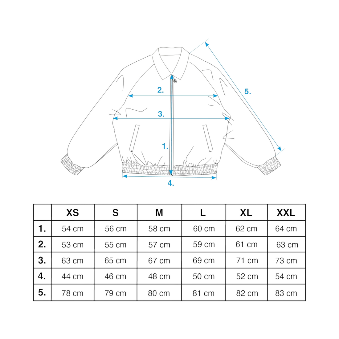 Guide des tailles Born2ride pour la veste Street Check Jacket avec schéma technique et mesures en centimètres