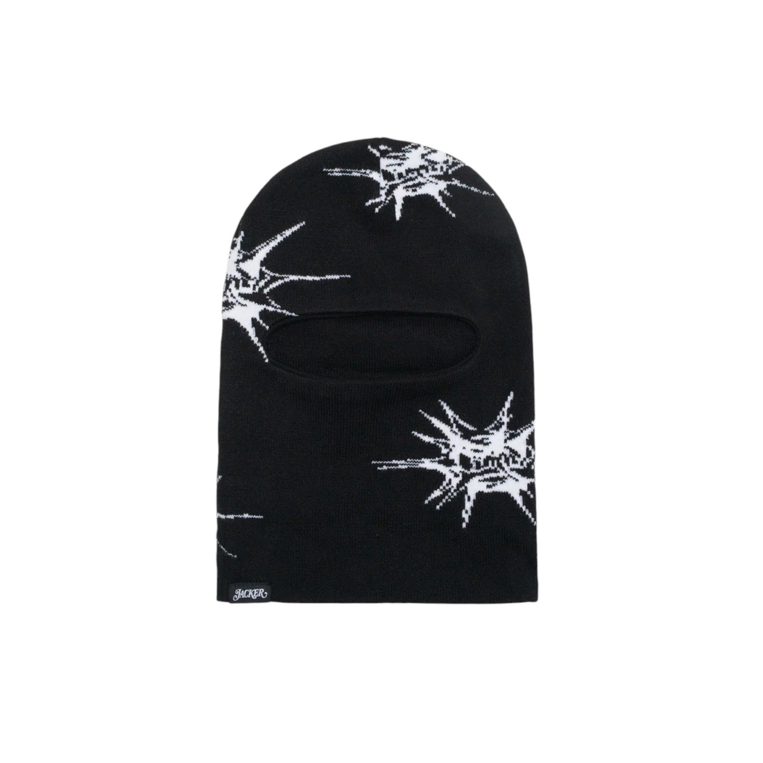 Cagoule Born2ride Jacker N°1890 noire en maille acrylique avec motif graphique blanc en forme d'étoile
