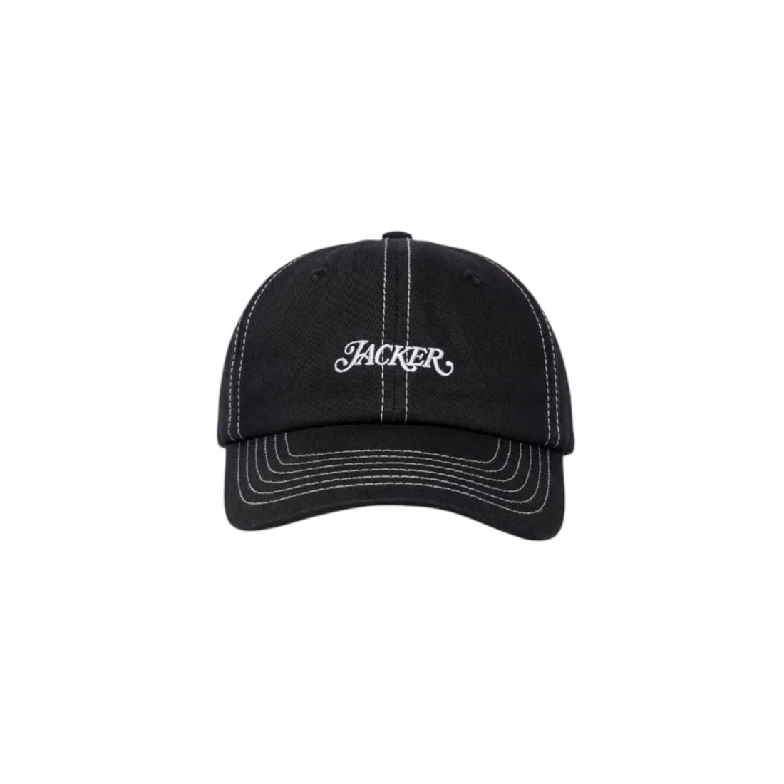 Casquette Born2ride Jacker Classic Logo noire en twill de coton avec broderie blanche et surpiqûres contrastantes