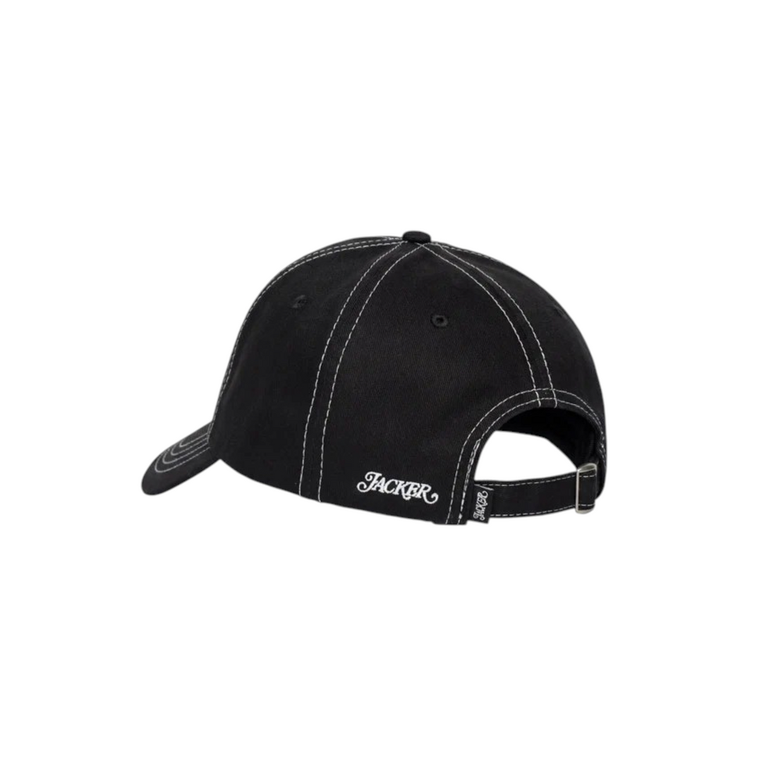 Casquette Born2ride Jacker Classic Logo noire en twill de coton avec surpiqûres blanches contrastantes