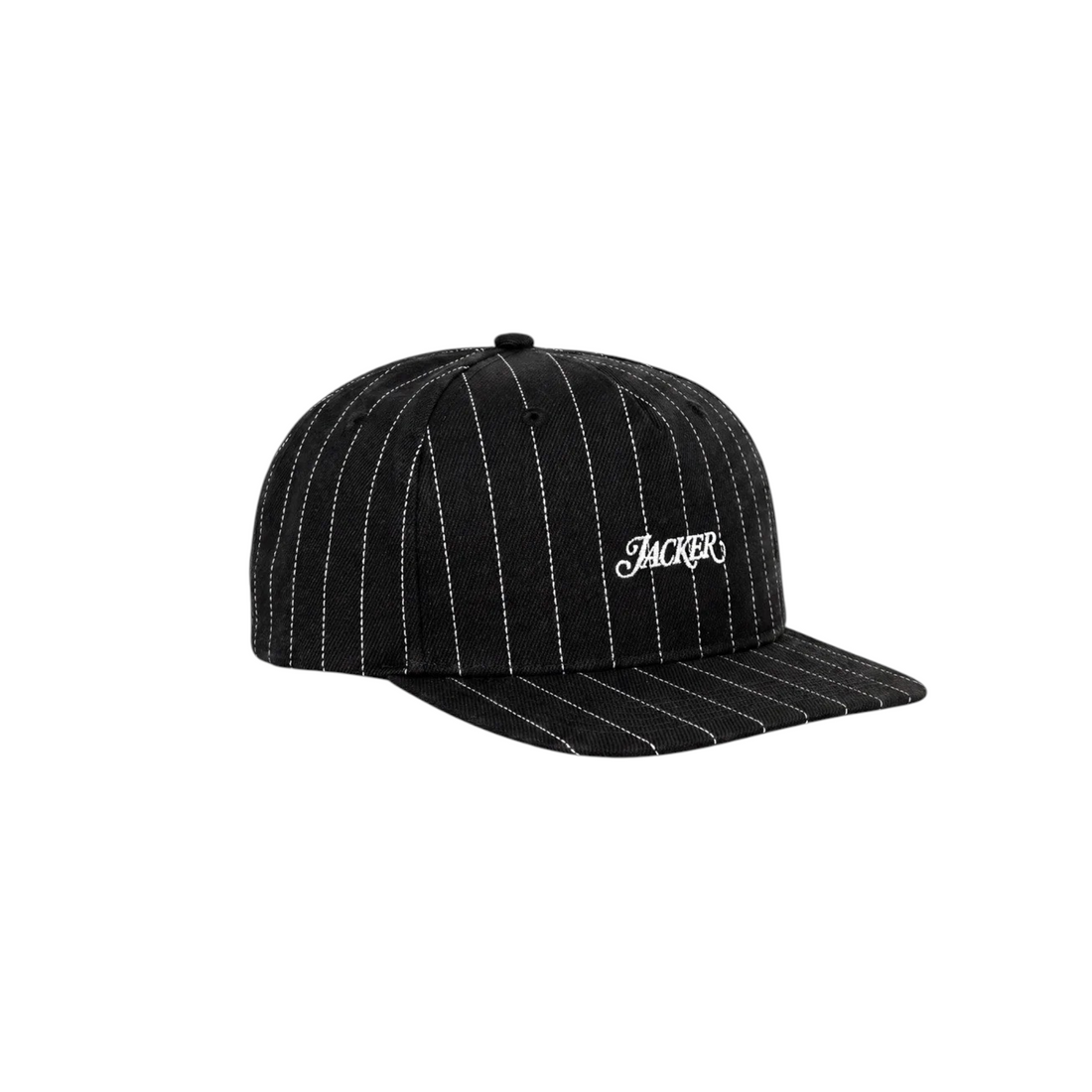Casquette Born2ride Jacker Stripe noire en twill de coton avec rayures blanches et logo brodé sur le devant