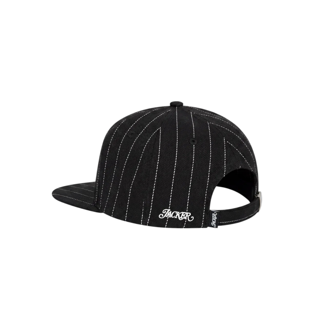 Casquette Born2ride Jacker Stripe noire en twill de coton avec rayures blanches et logo brodé sur le côté