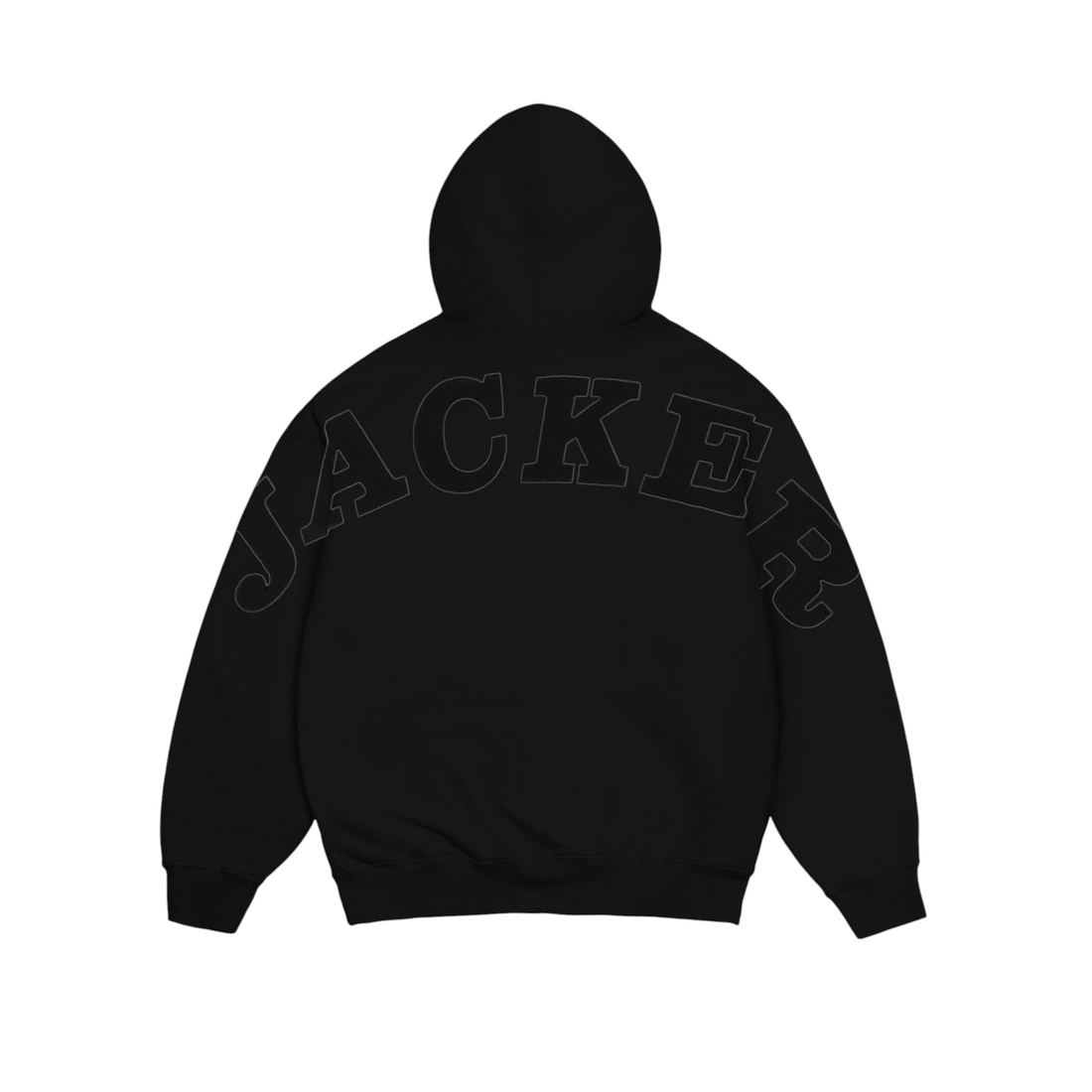 Vue arrière du sweat à capuche zippé Born2ride Jacker Notorious en coton noir épais avec logo brodé ton sur ton