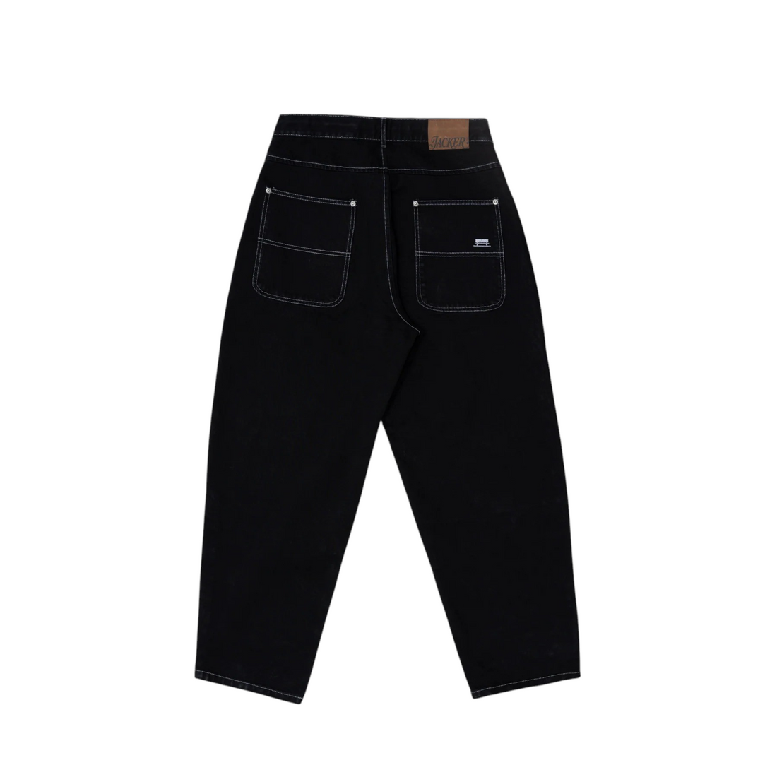 Pantalon baggy noir Jacker de Born2ride avec surpiqûres contrastantes et étiquette en cuir à l'arrière
