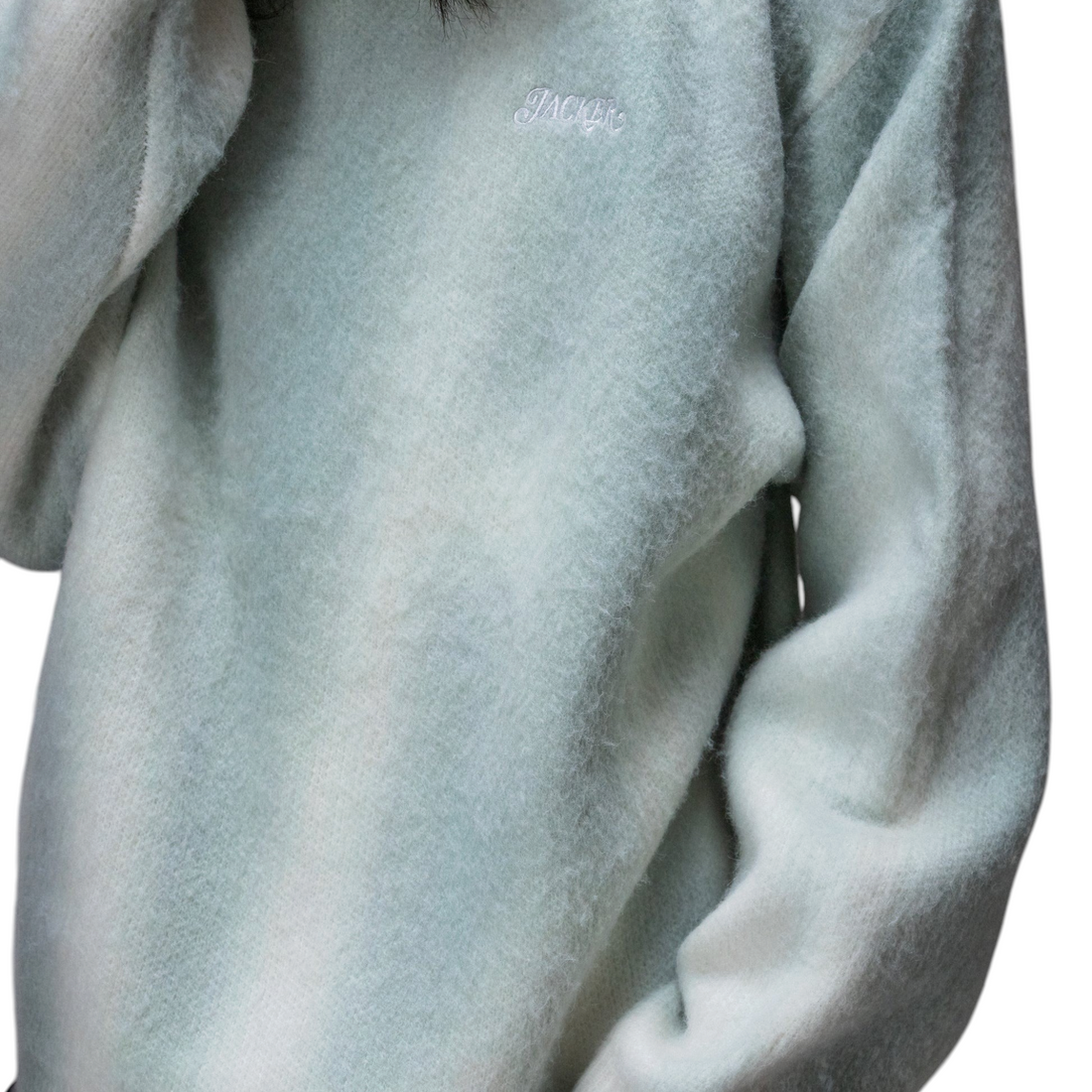 Pull en maille Born2ride Jacker Blur Knit vert pastel avec motif all-over et logo brodé sur la poitrine