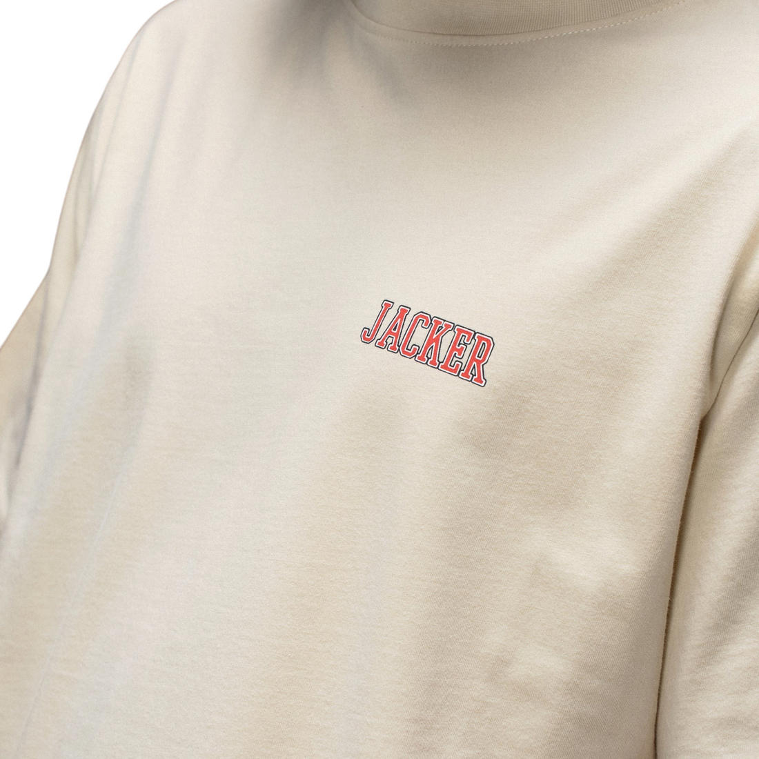 T-shirt Born2ride Jacker Instinct beige en coton épais avec logo sérigraphié sur la poitrine