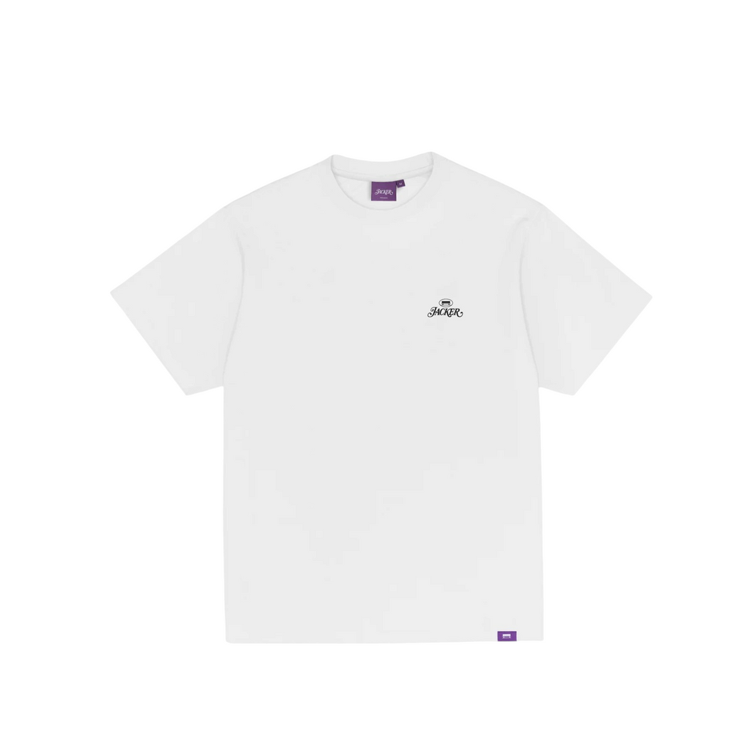 T-shirt blanc en coton Born2ride Jacker Collective avec logo sérigraphié sur la poitrine, coupe droite unisexe