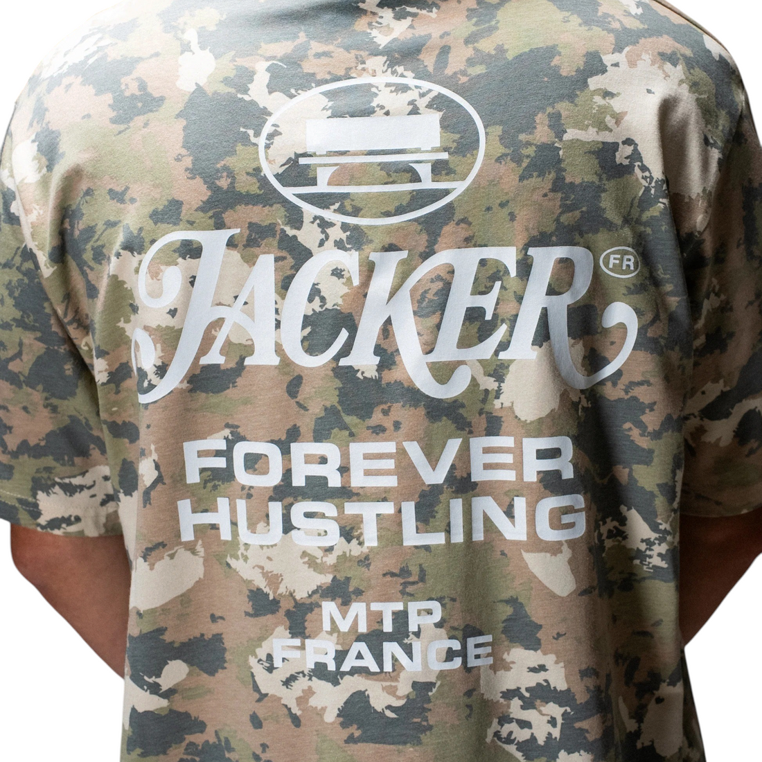 T-shirt unisexe Born2ride Jacker Collective en coton camouflage avec sérigraphie blanche au dos