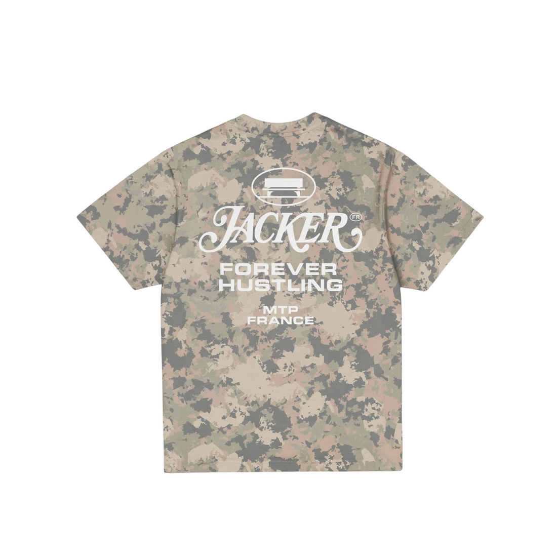 T-shirt unisexe Born2ride Jacker en coton camo avec sérigraphie graphique blanche au dos