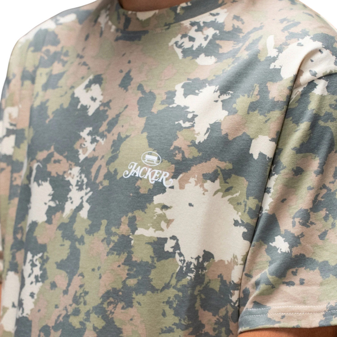T-shirt unisexe Born2ride Jacker Collective en coton à motif camouflage avec logo sérigraphié sur la poitrine