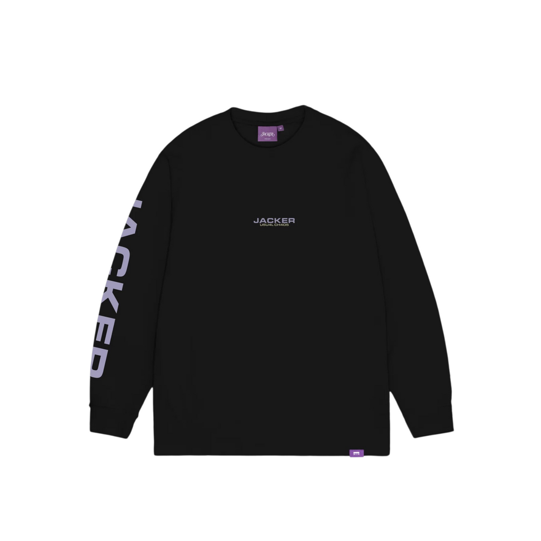 T-shirt manches longues noir Born2ride Jacker Mk-Ultra en coton épais avec logo graphique violet sur la manche