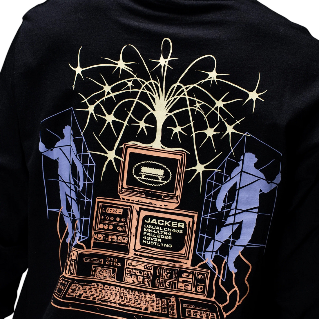 T-shirt manches longues noir Born2ride Jacker en coton avec imprimé graphique rétro futuriste au dos