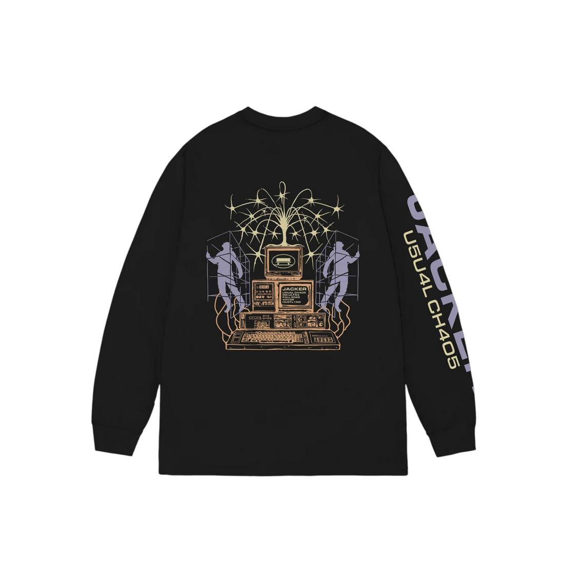 T-shirt manches longues noir Born2ride Jacker en coton épais avec imprimé graphique rétro sur le dos