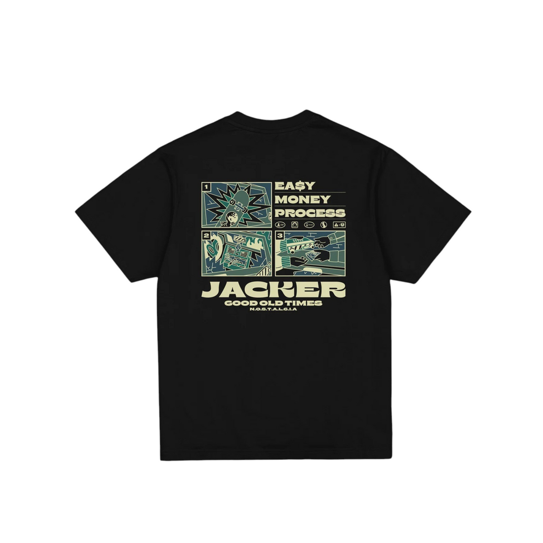 T-shirt unisexe noir en coton Born2ride Jacker avec sérigraphie graphique Easy Money au dos