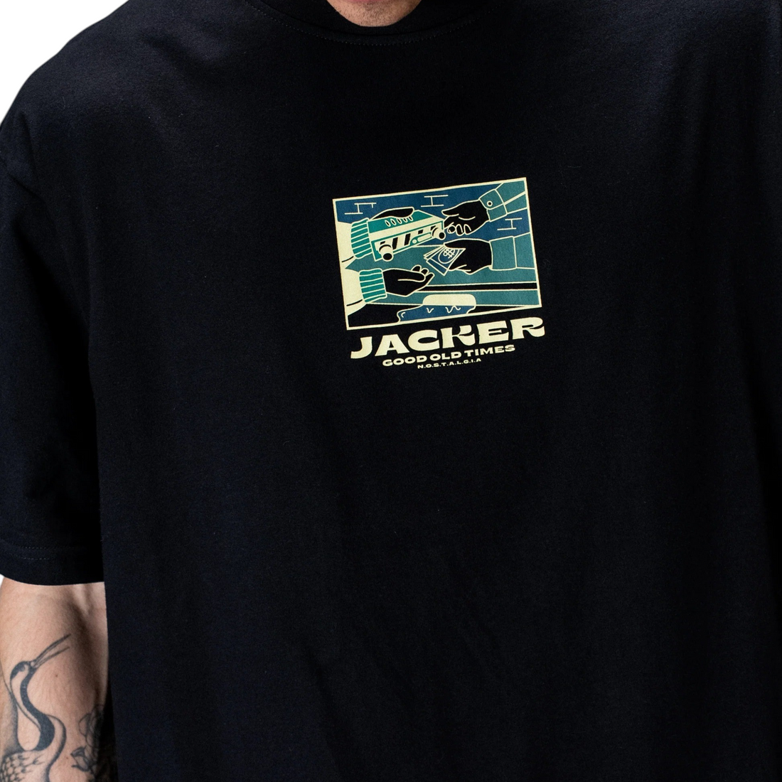 T-shirt noir en coton Born2ride Jacker avec sérigraphie graphique Easy Money sur la poitrine