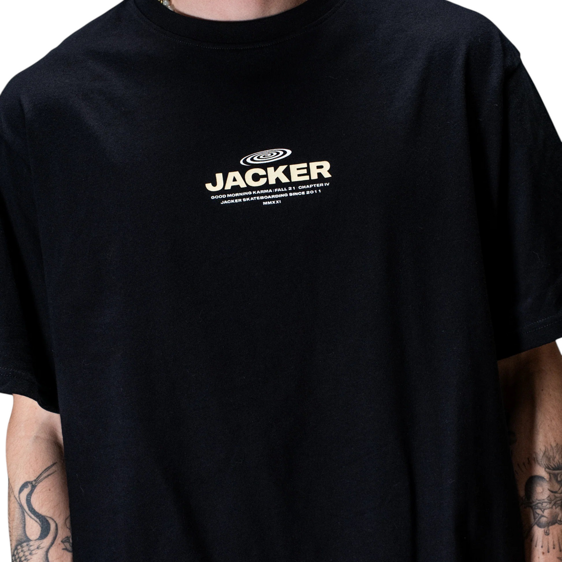 T-shirt noir en coton Born2ride Jacker avec logo graphique sérigraphié sur la poitrine