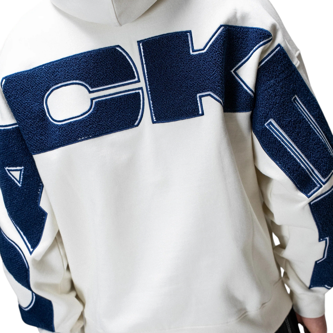 Sweat à capuche Born2ride Jacker Yetorious beige en coton épais avec logo bleu marine brodé au dos