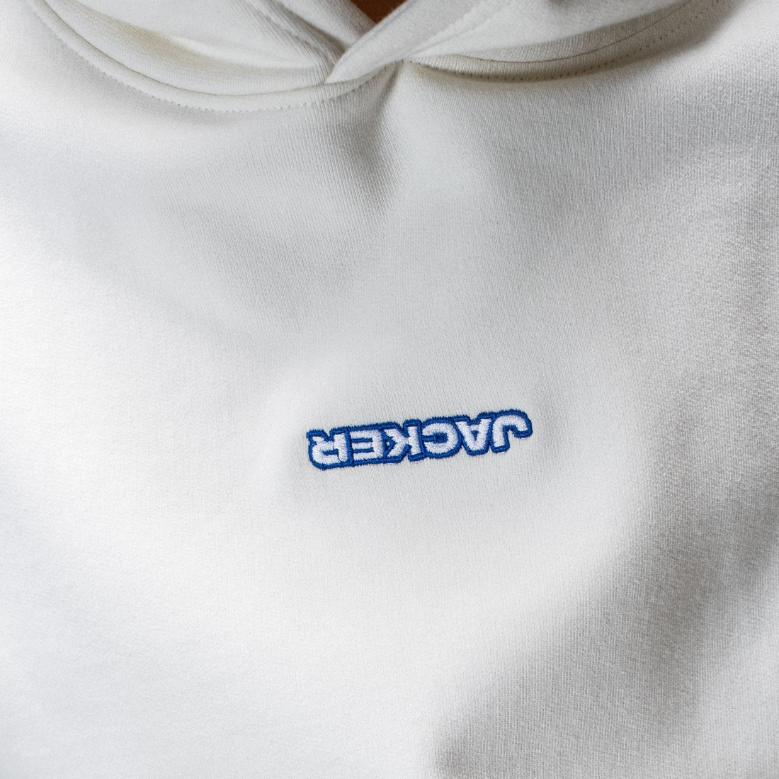 Sweat à capuche beige Born2ride Jacker Yetorious en coton épais avec logo bleu brodé sur la poitrine