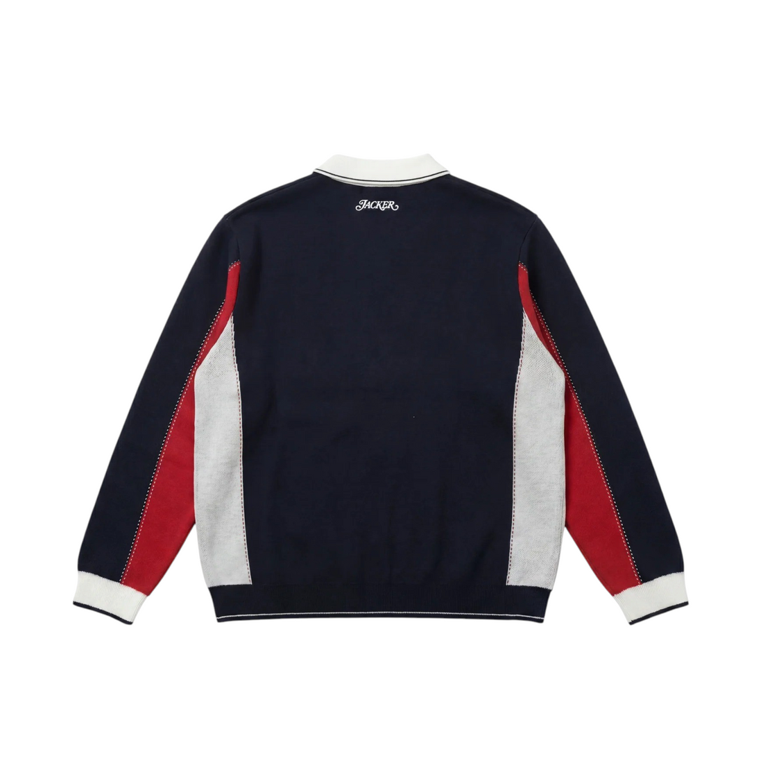 Vue arrière du polo en maille Born2ride Jacker Zazel multicolore avec logo brodé au col et détails contrastés
