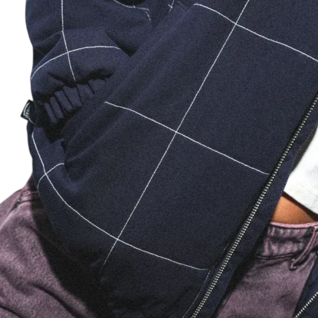 Veste Born2ride Oxbow Carter bleu marine en coton biologique avec motif à carreaux blancs et fermeture zippée