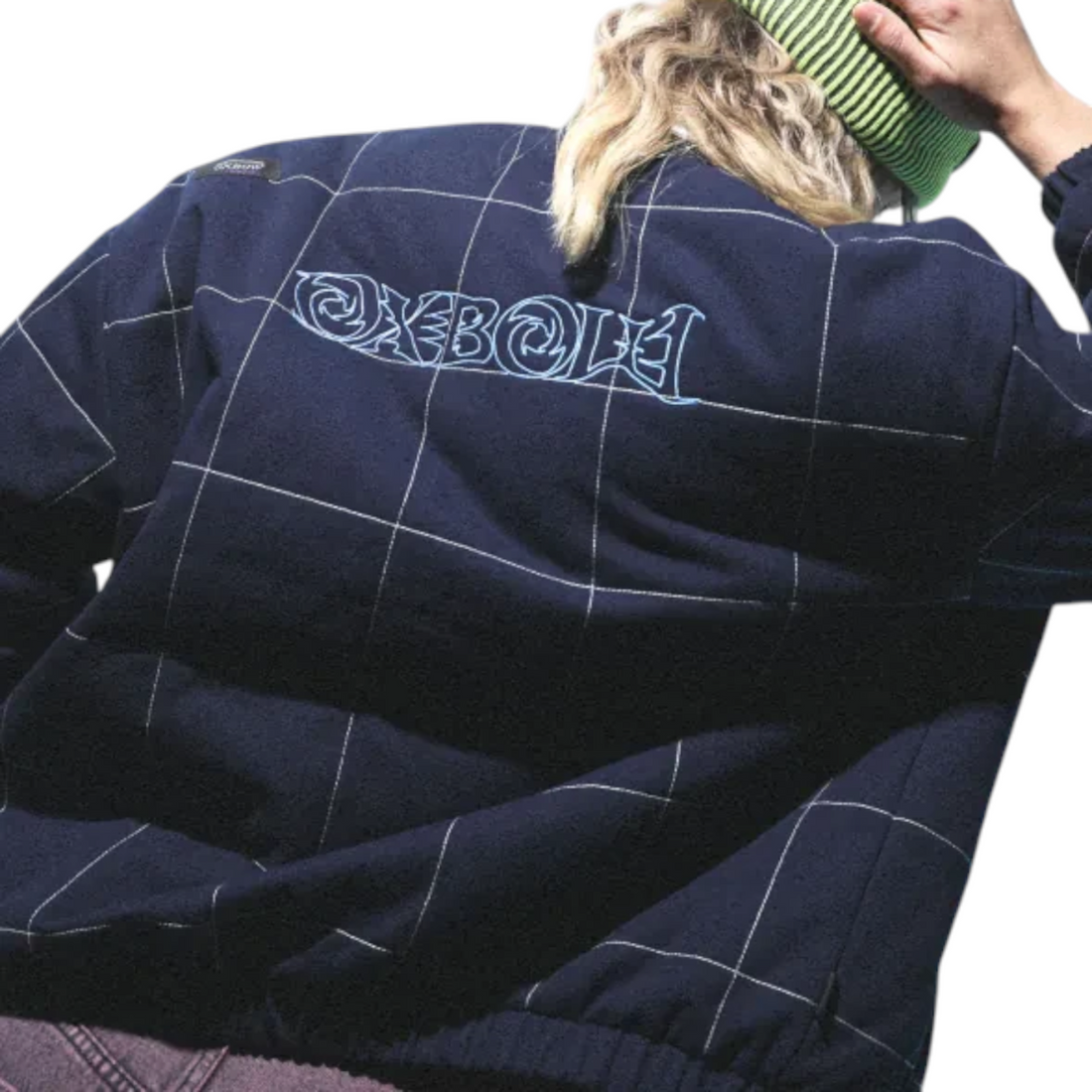 Veste Born2ride Oxbow Carter bleu encre en coton biologique avec motif à carreaux et logo brodé au dos