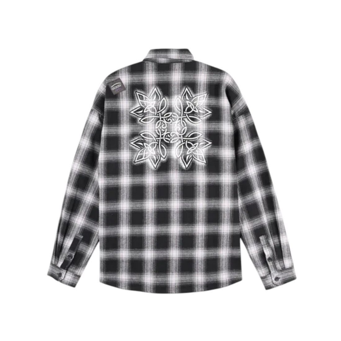 Chemise en flanelle Born2ride Oxbow noire à carreaux avec imprimé graphique blanc au dos et manches longues