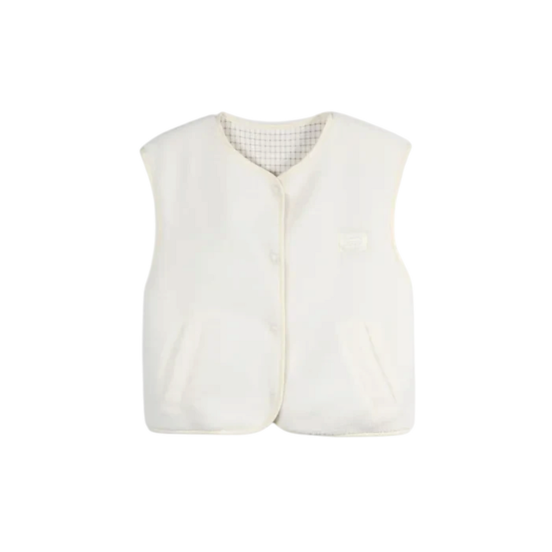 Gilet réversible Born2ride Oxbow Twin couleur Snow en sherpa blanc avec intérieur à motif vichy