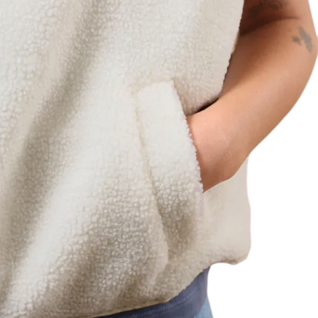 Gilet réversible Born2ride Oxbow Twin en sherpa blanc cassé avec poche latérale pratique
