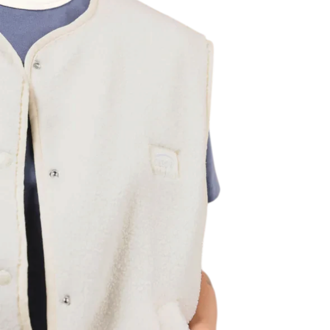 Gilet réversible Born2ride Oxbow Twin en sherpa blanc cassé avec fermeture à boutons-pression