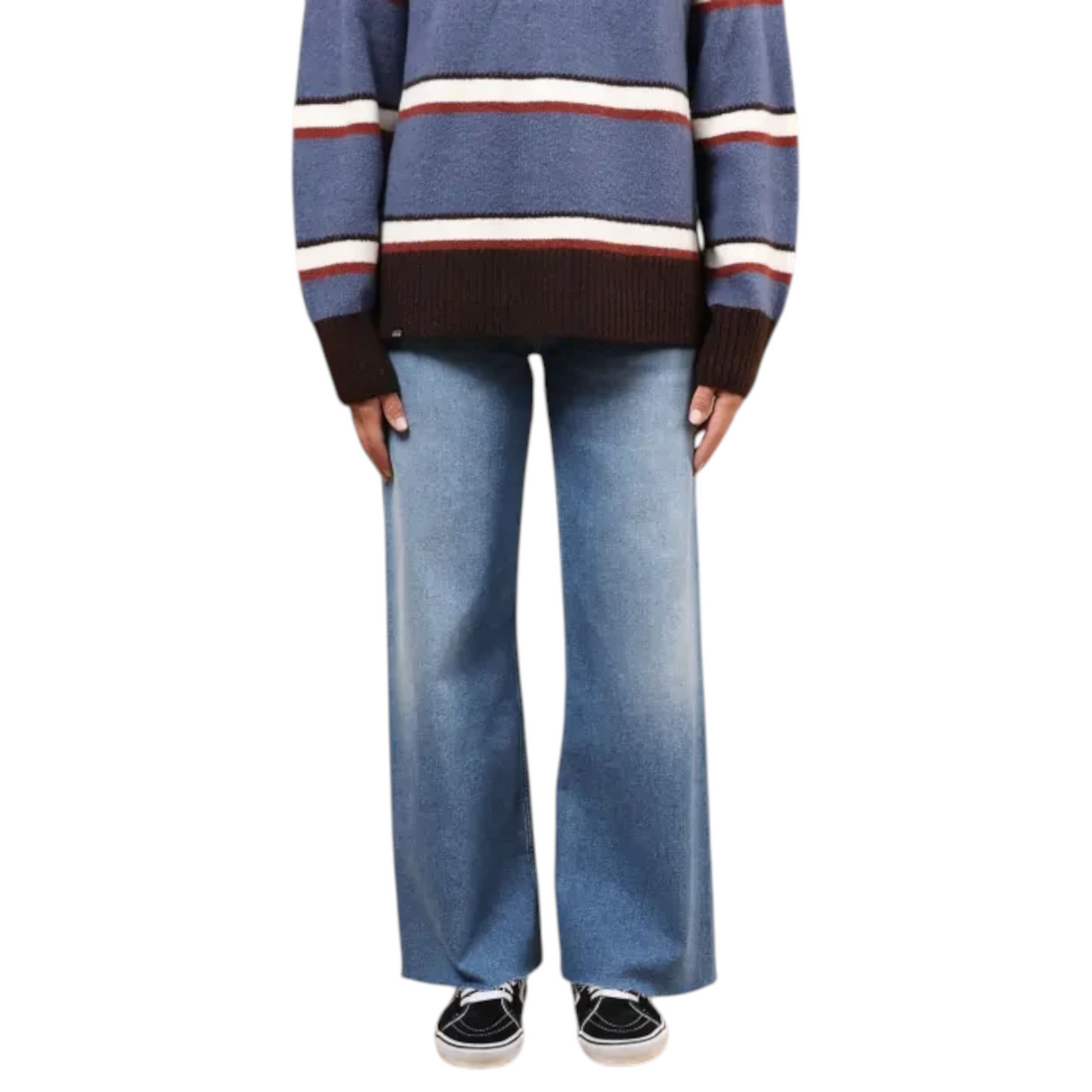 Jean femme Born2ride Oxbow Mariner-pt coupe droite en denim stretch bleu vintage indigo avec ourlet effiloché