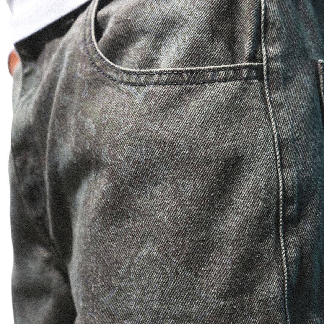 Jean Born2ride Oxbow Rituals en coton noir délavé avec poches avant, style surfwear décontracté