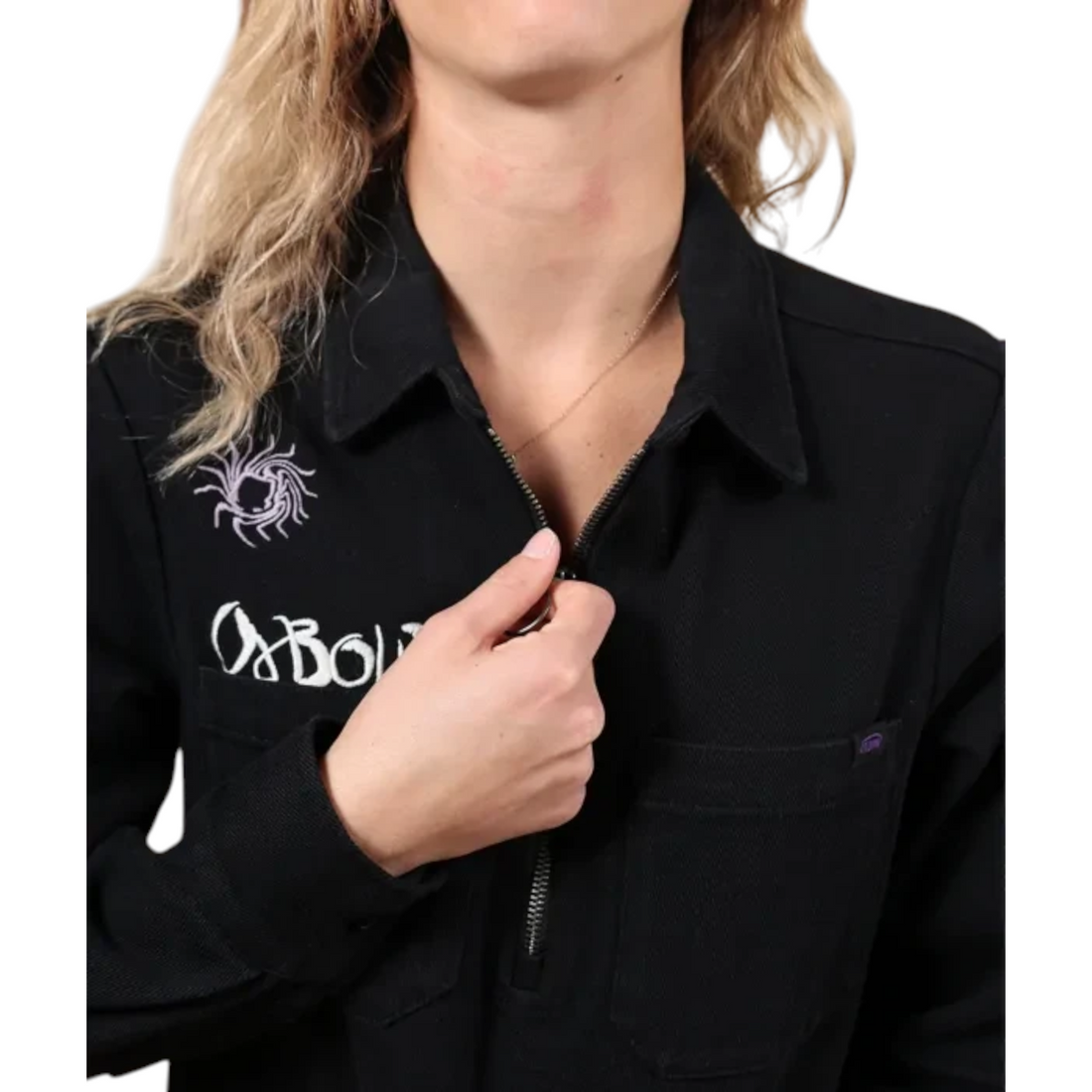 Robe noire Born2ride Oxbow Brodyflo-drs en coton twill épais avec fermeture éclair et logo brodé sur la poitrine