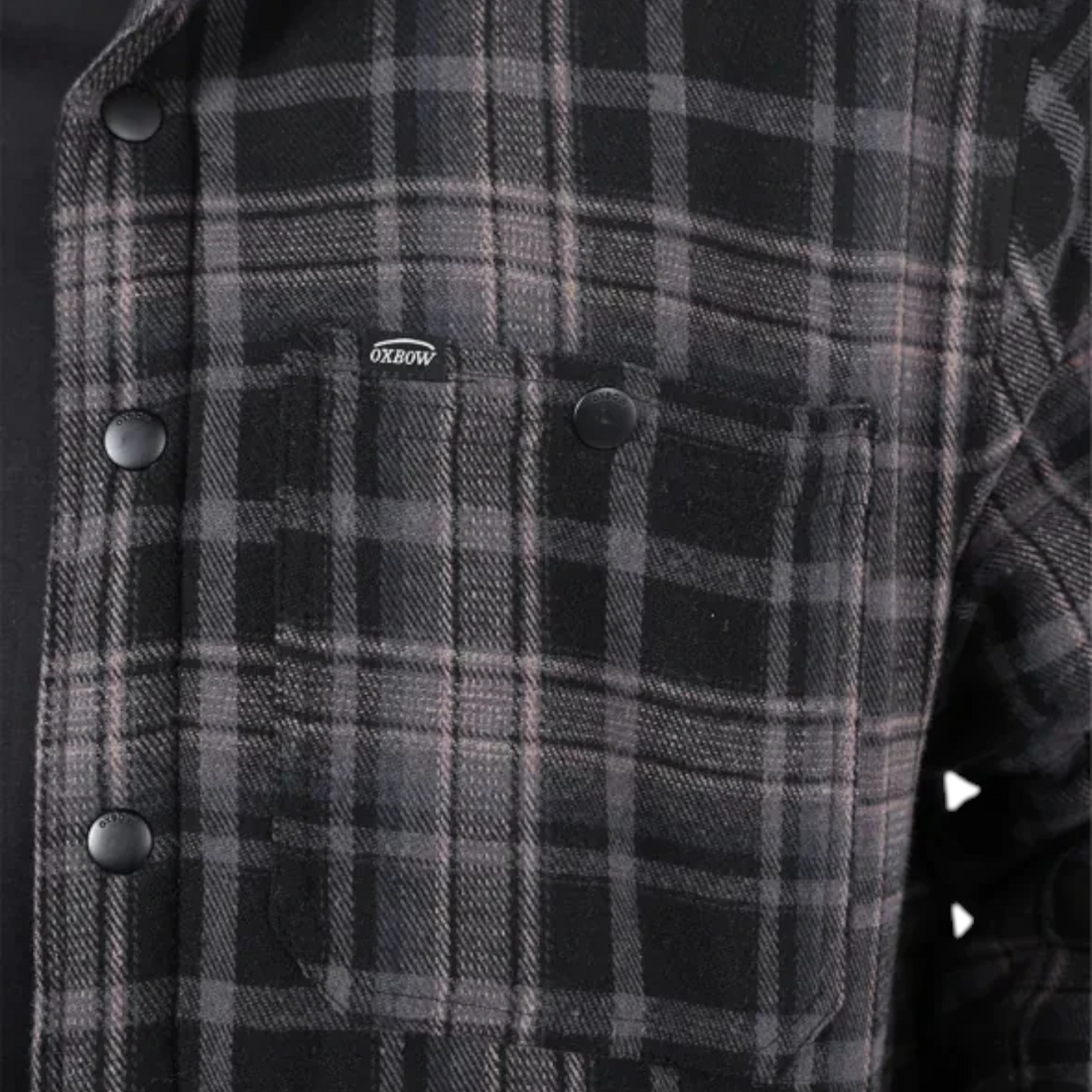 Surchemise Born2ride Oxbow Getaway-osh noire à carreaux en flanelle de coton avec poche poitrine boutonnée