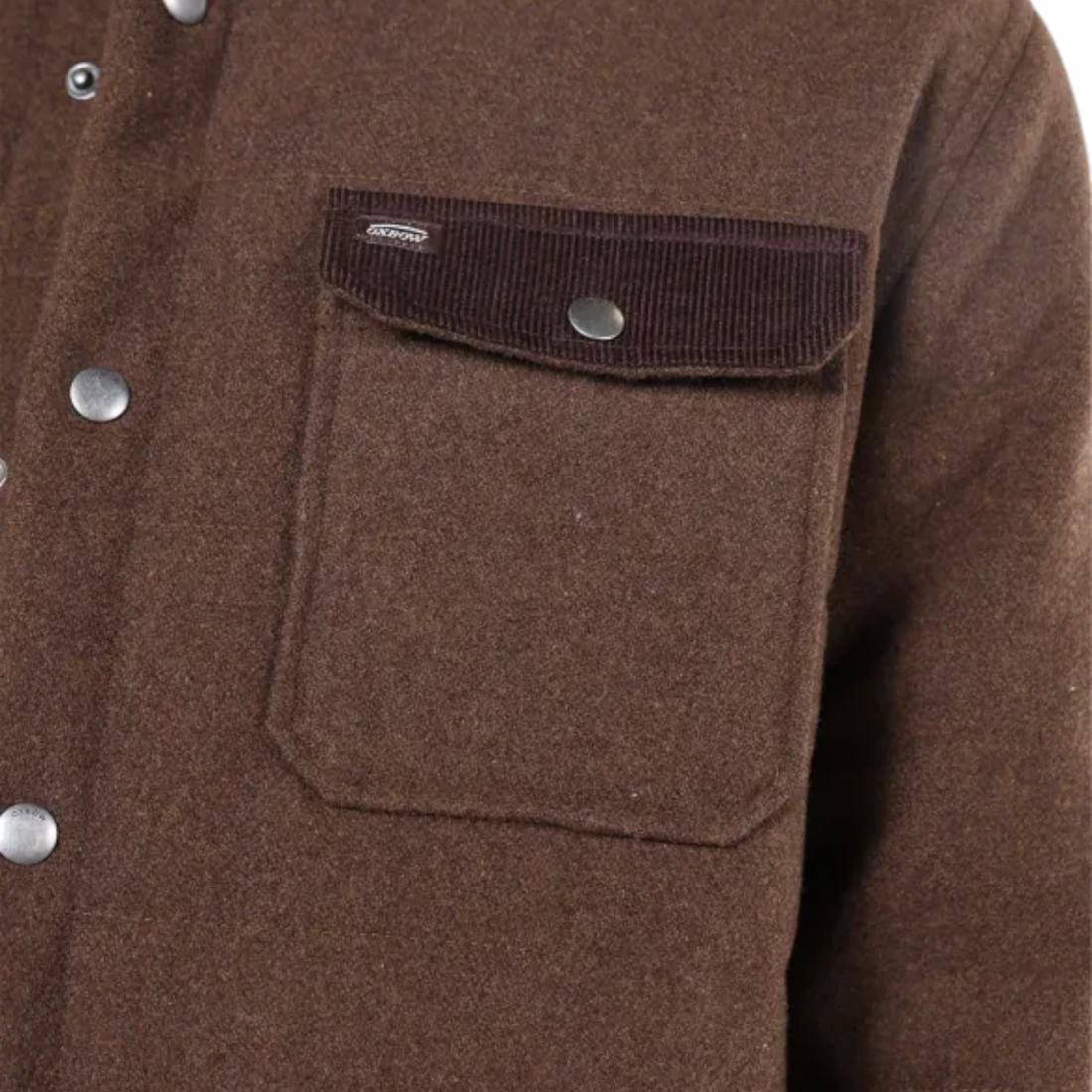Surchemise Born2ride Oxbow Outland marron profond avec poche poitrine en velours côtelé et boutons pression métalliques