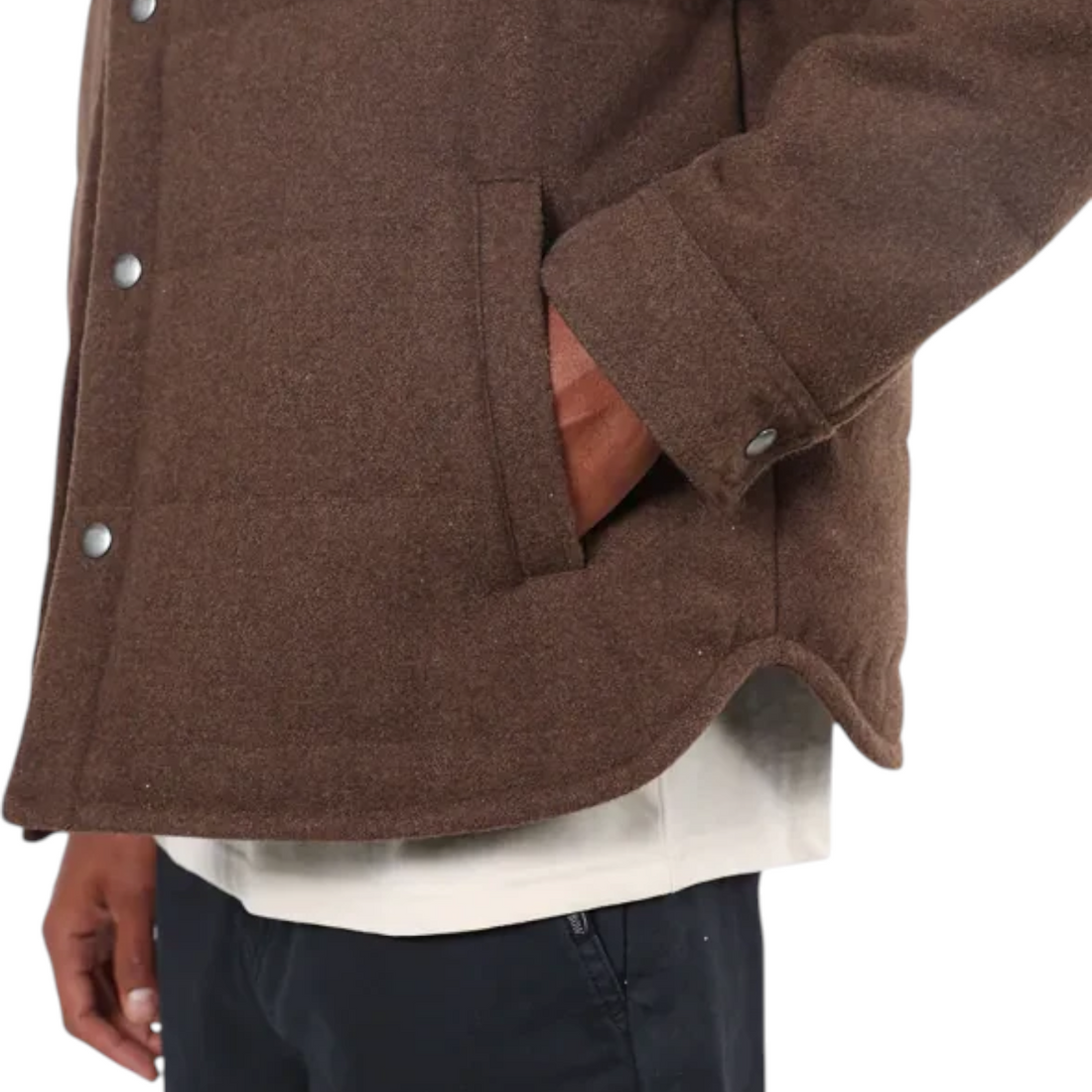 Surchemise Born2ride Oxbow Outland marron foncé en matière chinée texturée avec poches latérales et boutons pression