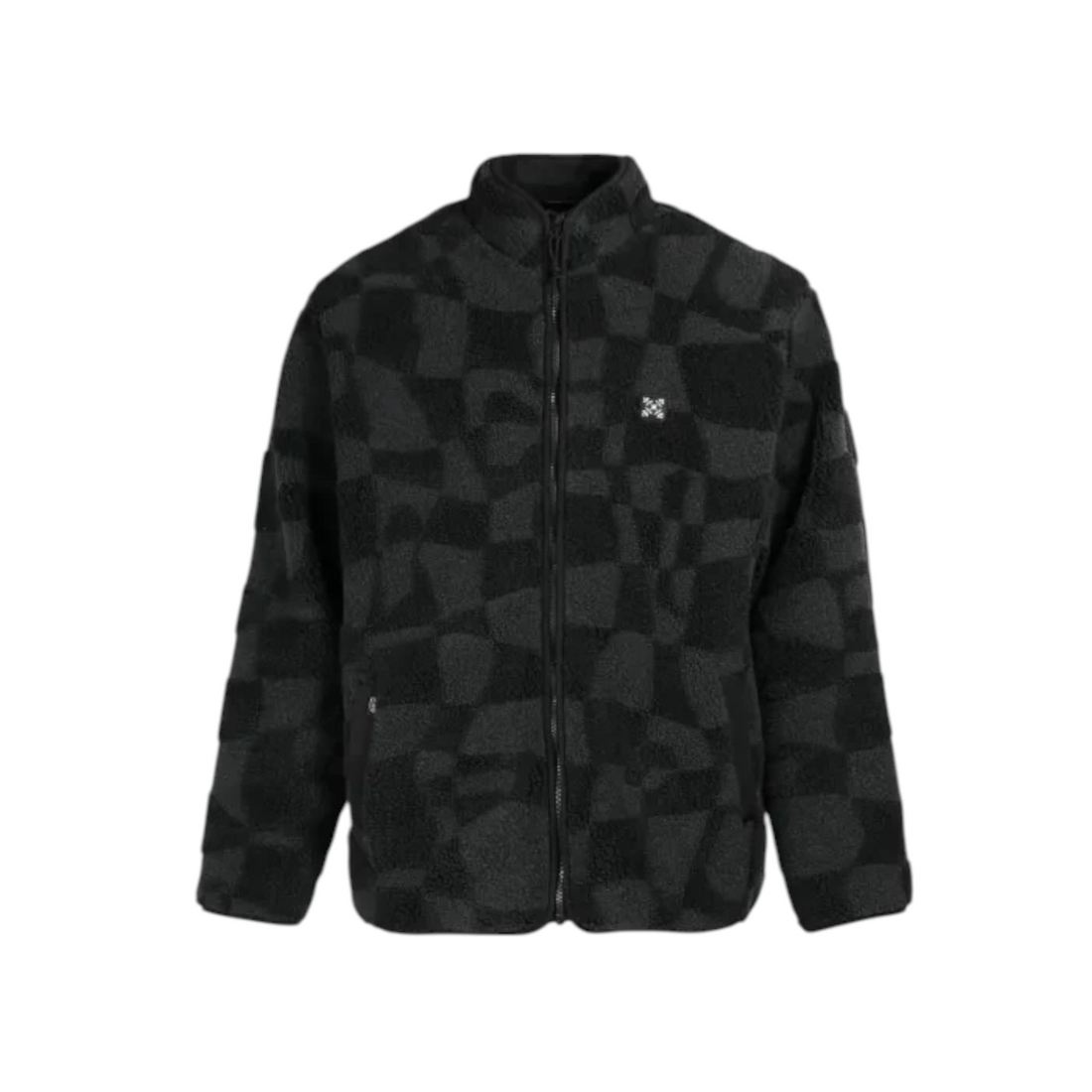 Veste sherpa Born2ride Oxbow Twist noire à motif géométrique, fermeture zippée et bords élastiqués en polyester