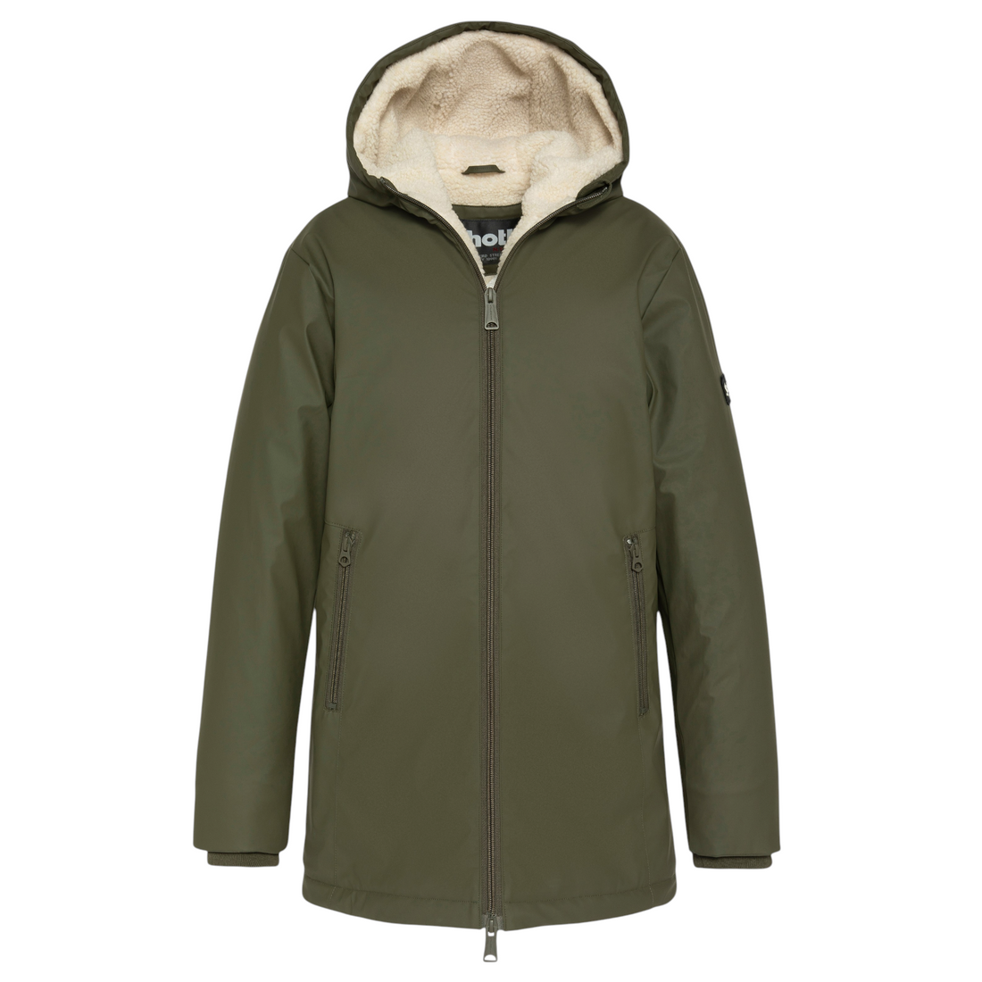Parka enfant Born2ride Schott Jacksonb kaki avec capuche doublée en sherpa et fermeture zippée