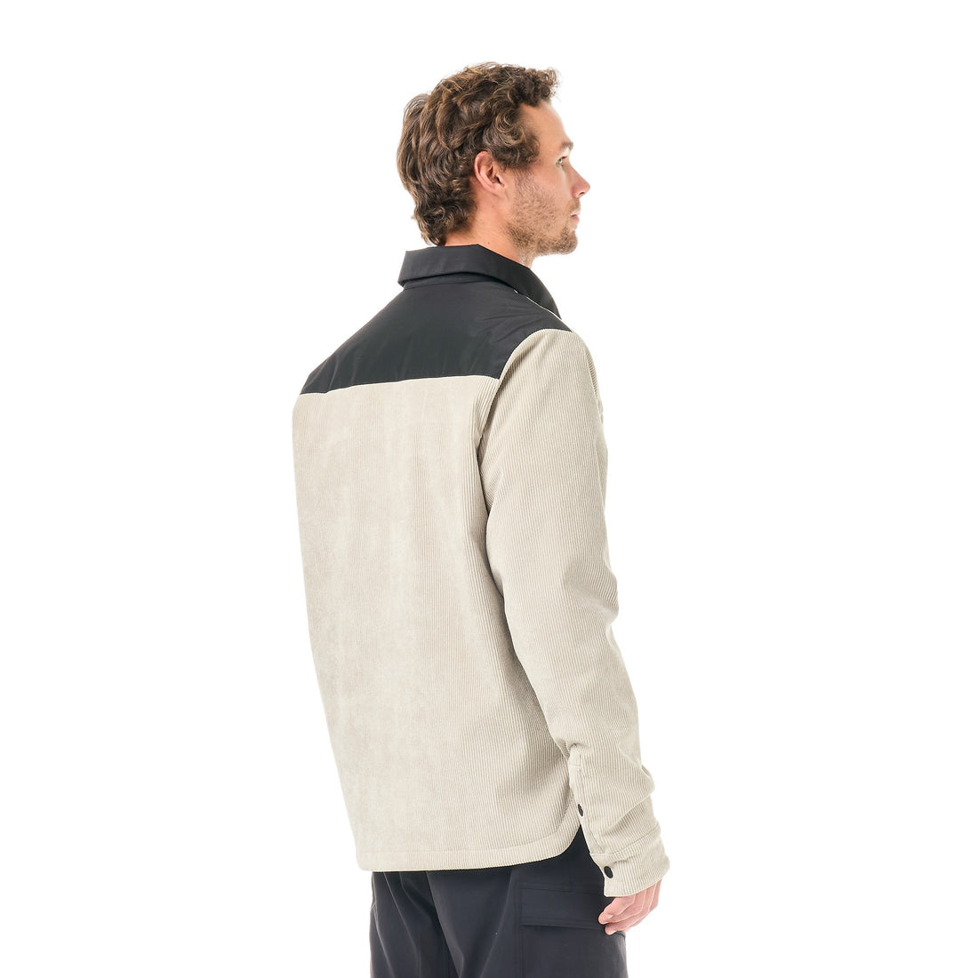 Veste Born2ride Picture Organic Bmdji en velours côtelé beige et noir, doublée sherpa, vue de profil