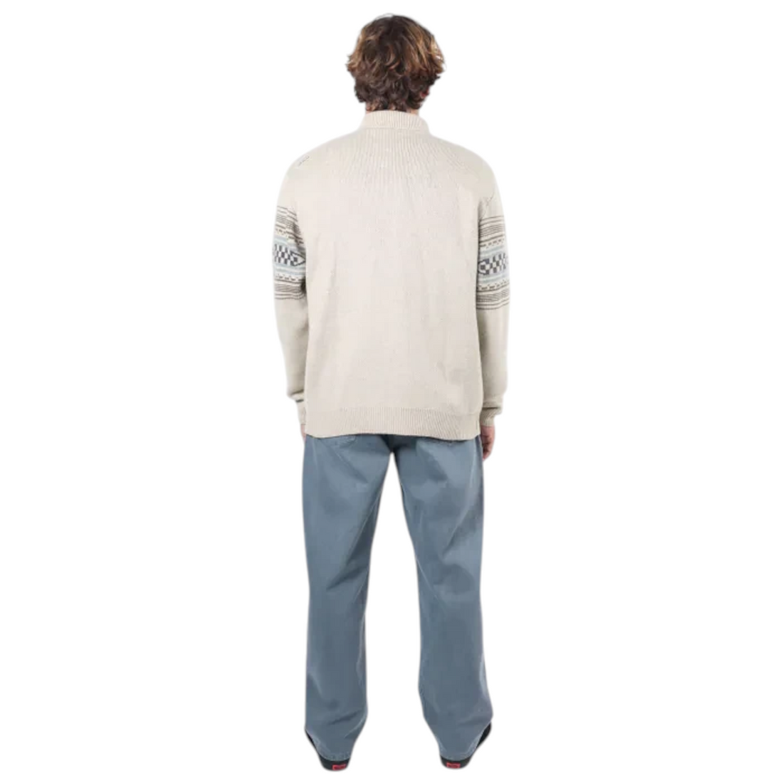 Vue arrière du pull Born2ride Oxbow Wildtrail-jp couleur Seashell en maille texturée avec motifs sur les manches