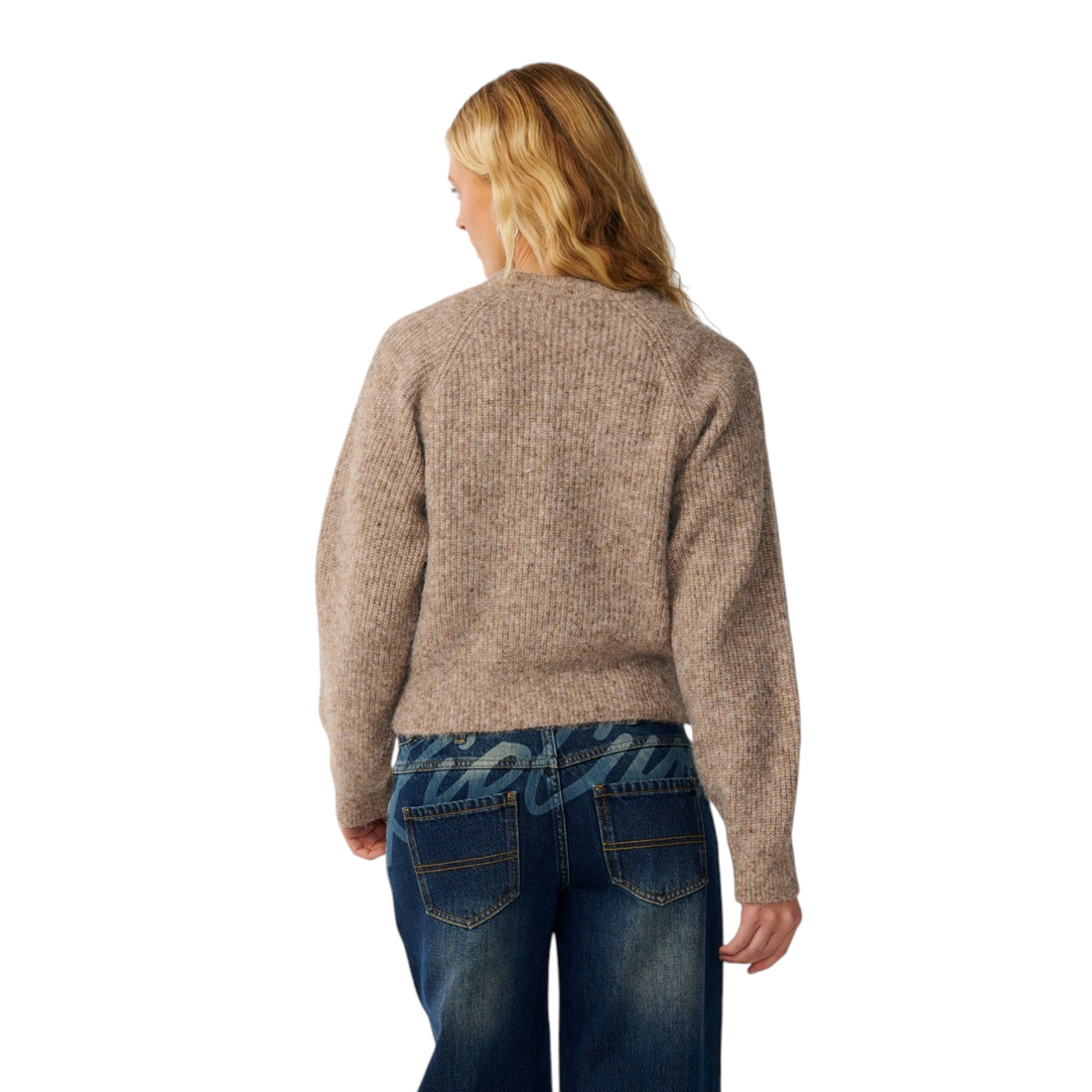 Vue arrière du gilet Born2ride Rip Curl Venture en maille douce couleur mocha avec manches raglan