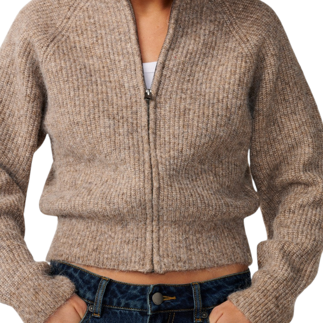 Gilet zippé Born2ride Rip Curl Venture en maille douce couleur mocha avec finitions côtelées et coupe ajustée