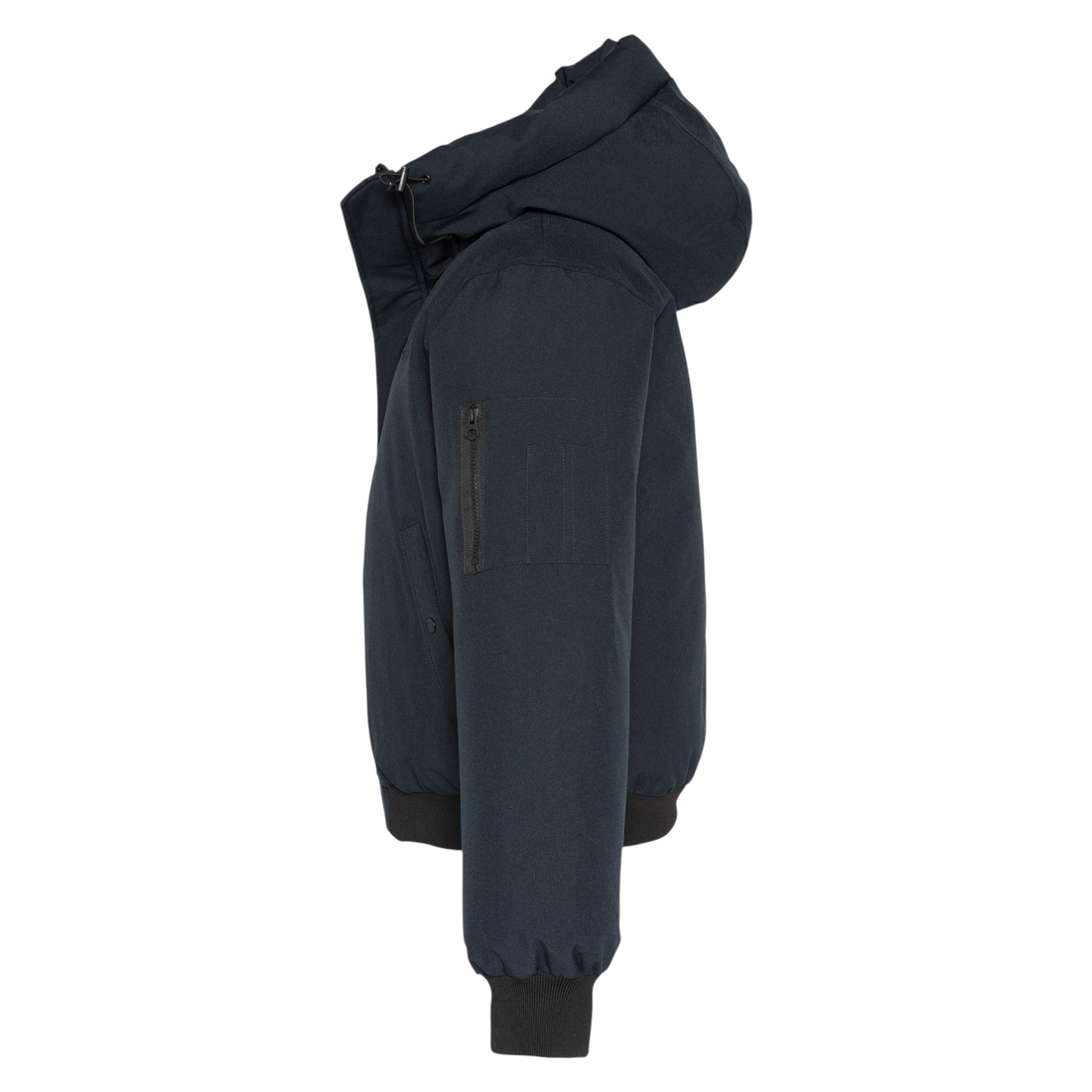 Blouson court bleu marine à capuche Schott Beever disponible chez Born2ride avec fermeture zippée et bords-côtes