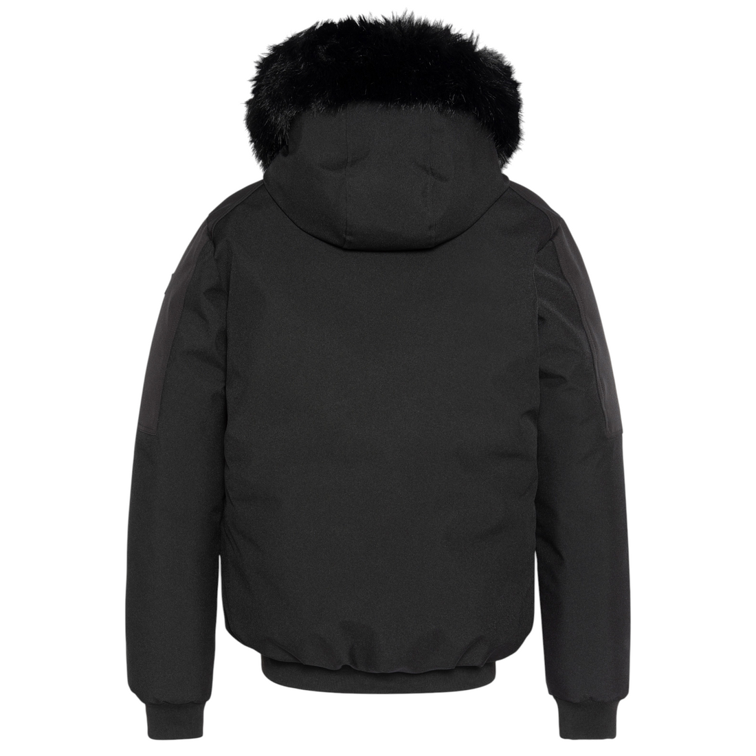 Blouson Born2ride Schott Gaveen noir en soft shell avec capuche à fourrure synthétique, vue arrière