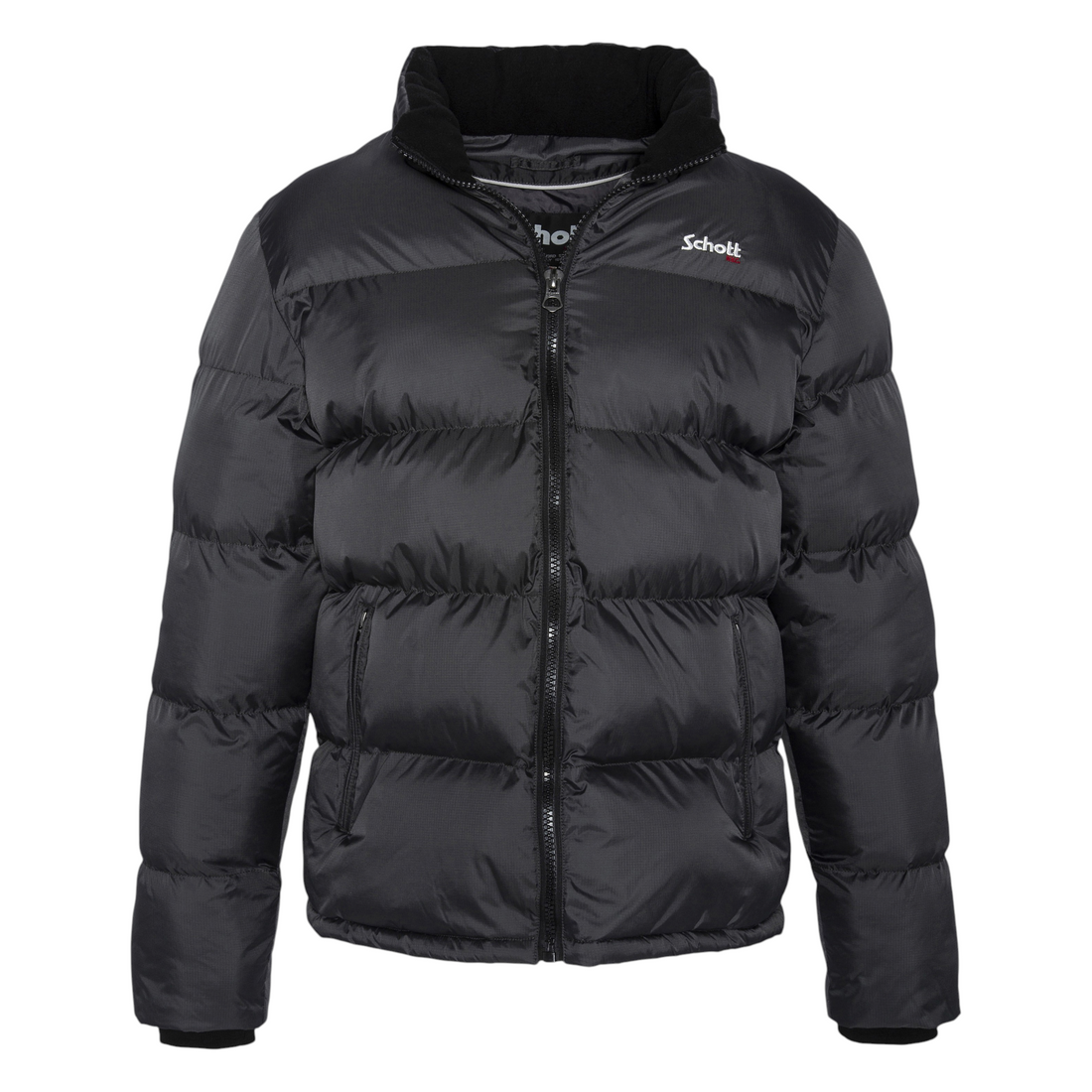Doudoune Born2ride Schott Idaho anthracite en nylon ripstop avec fermeture zippée et col montant