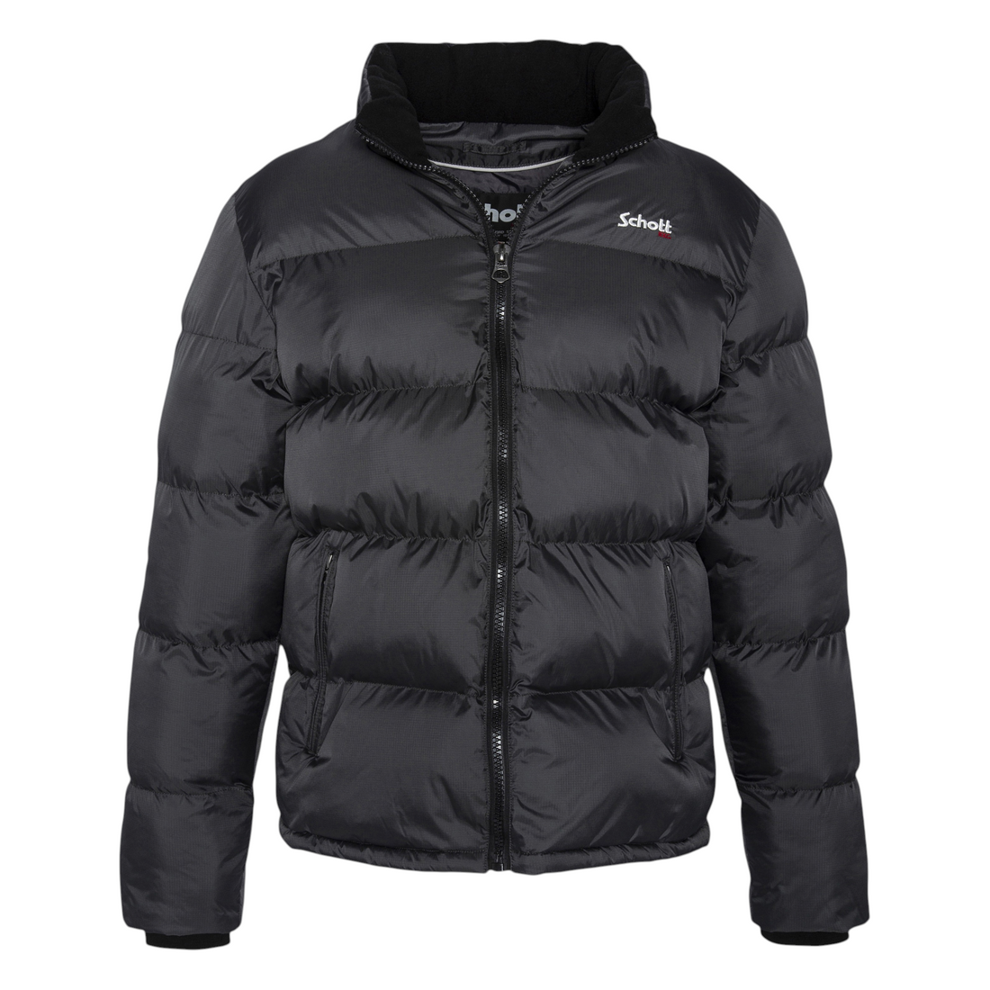 Doudoune Born2ride Schott Idaho anthracite en nylon ripstop avec fermeture zippée et col montant