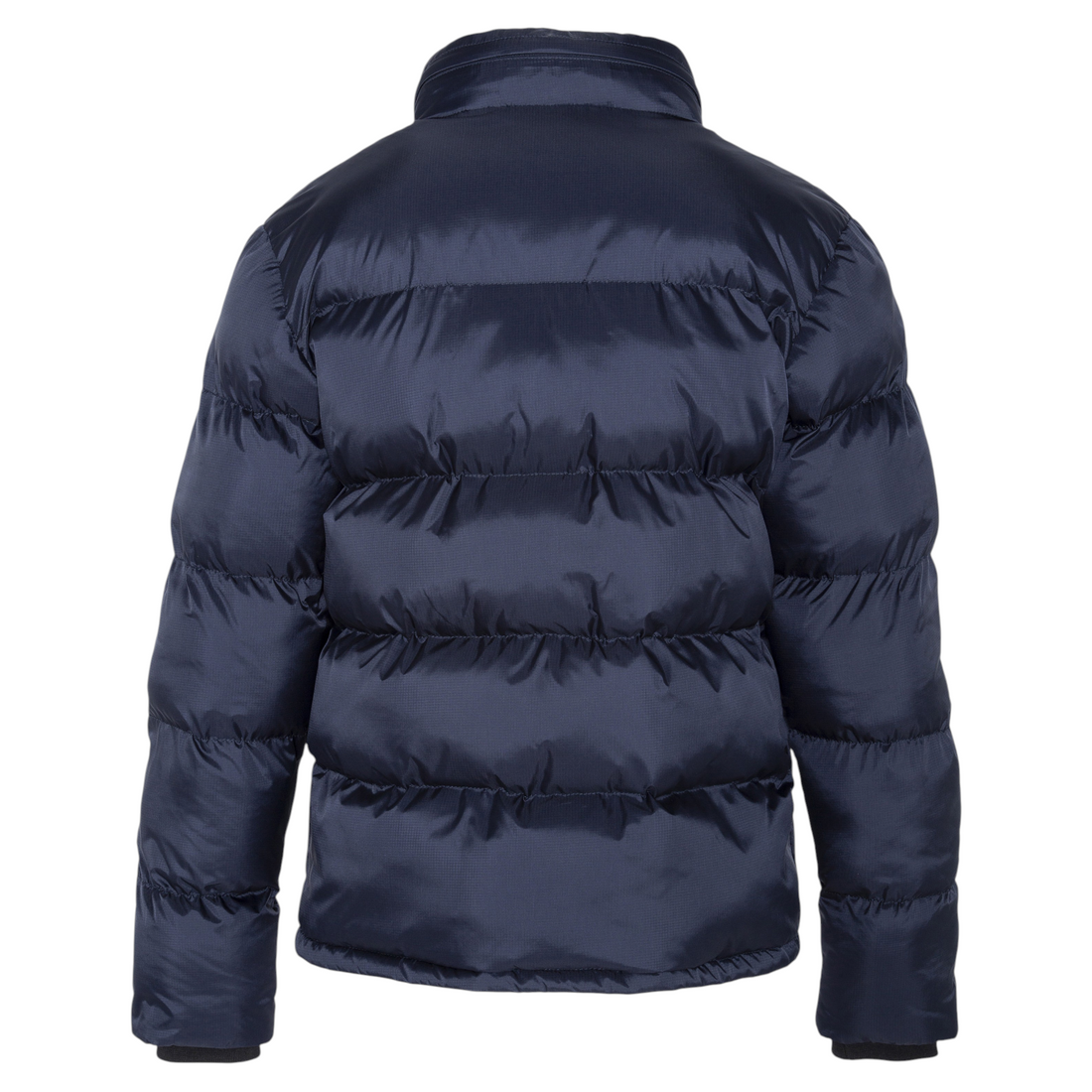 Vue arrière de la doudoune Born2ride Schott Idaho bleu marine en nylon ripstop avec matelassage horizontal