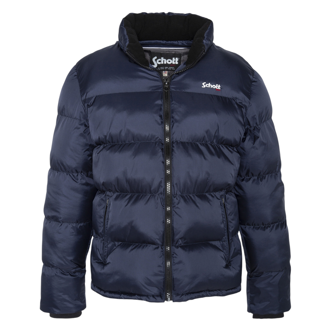 Doudoune Born2ride Schott Idaho bleu marine en nylon ripstop avec fermeture zippée et col montant