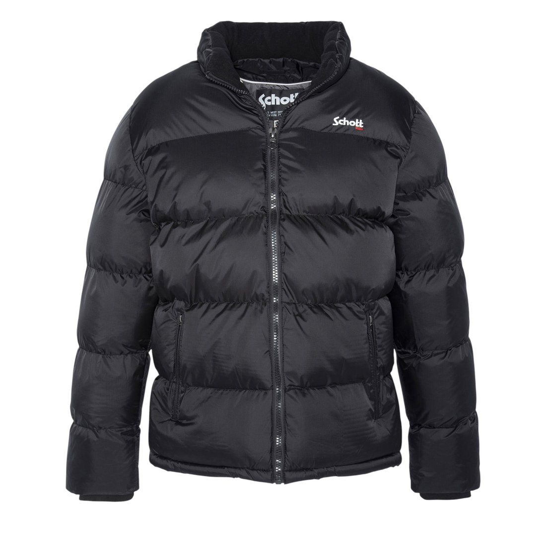 Doudoune noire Schott Idaho en nylon ripstop avec fermeture zippée, disponible chez Born2ride