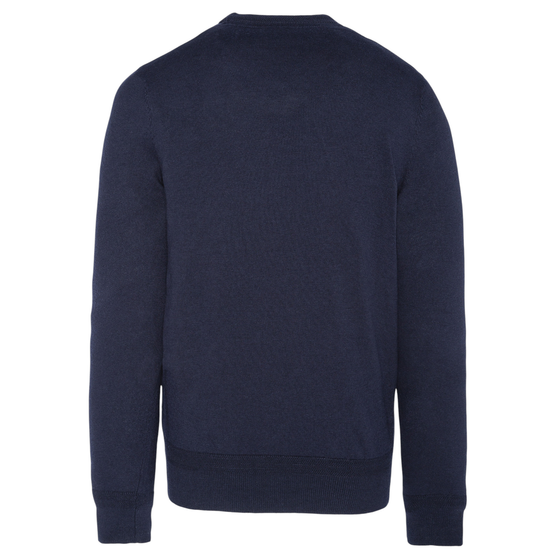Vue arrière du pull Born2ride Schott Plbeal1 en maille fine bleu marine avec col rond et finitions côtelées